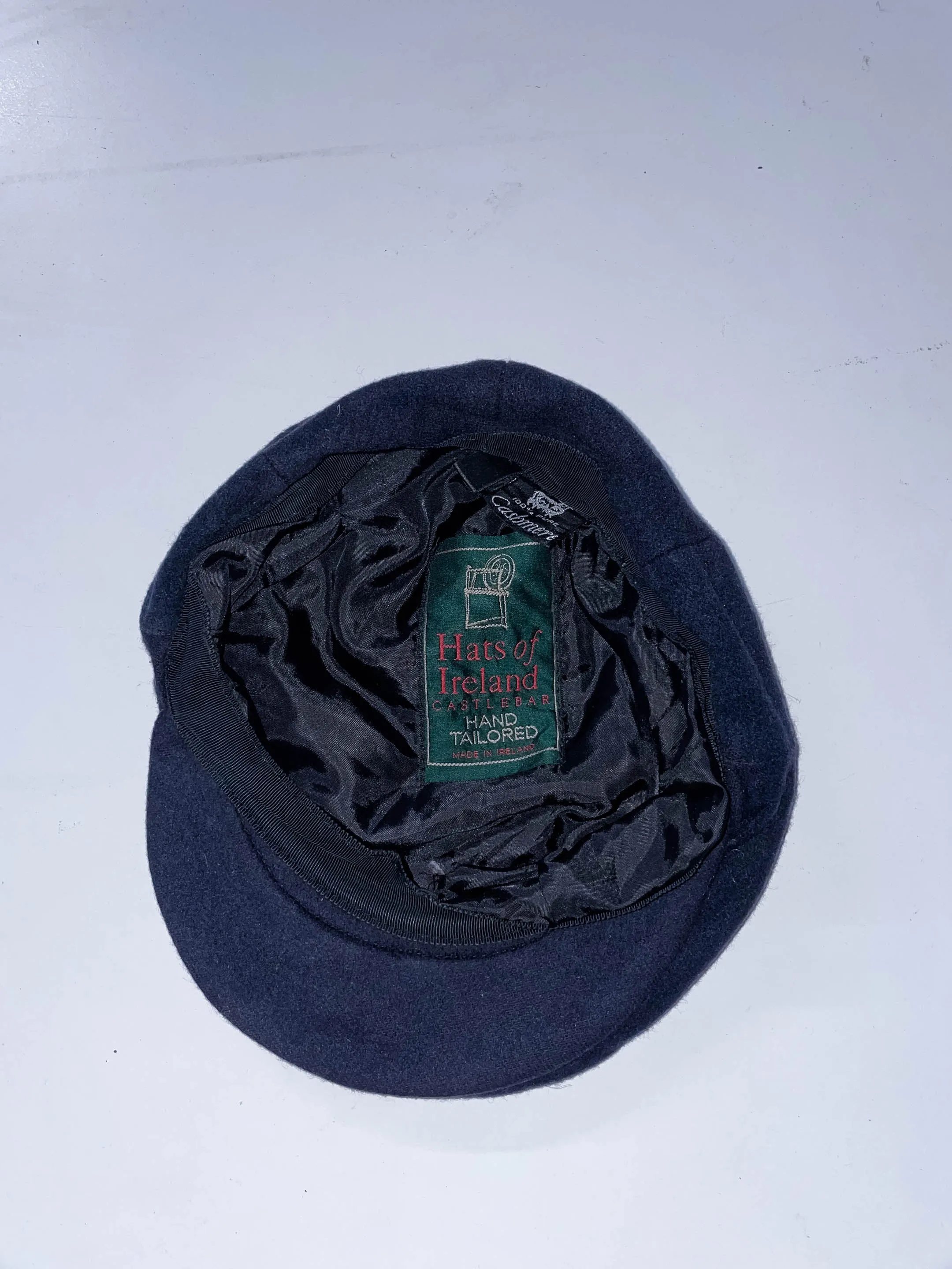 Vintage Hats of Ireland castlebars tailored cashmere navy blue flat hat