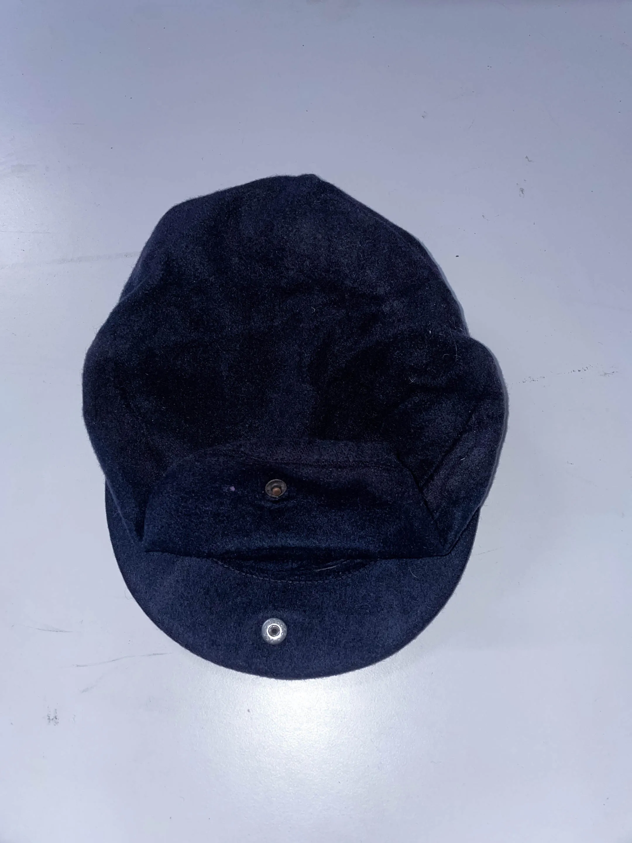 Vintage Hats of Ireland castlebars tailored cashmere navy blue flat hat