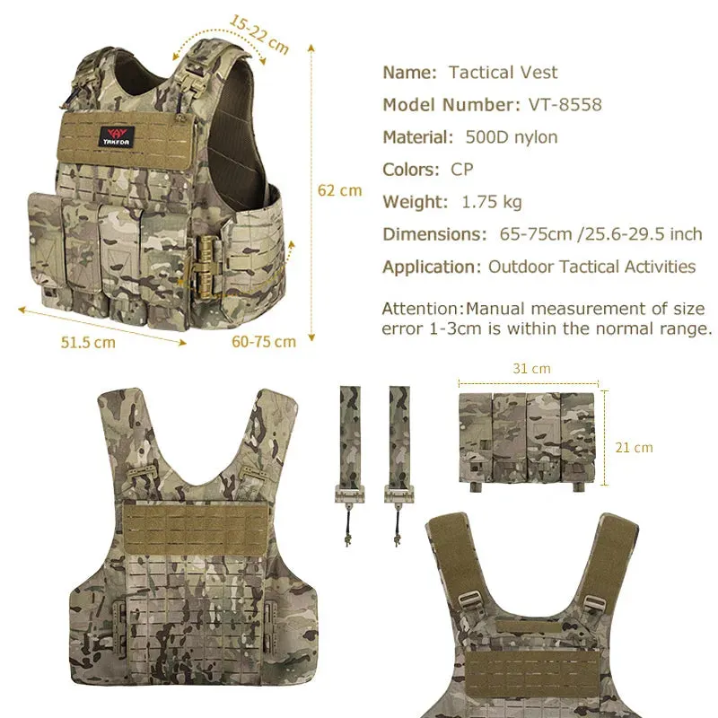 VT-8558 YAKEDA Camouflage Nylon Chaleco Tactico Combat MOLLE Plate Carrier Tactical Vest