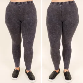 Well Worth It Mineral Wash Leggings, Charcoal