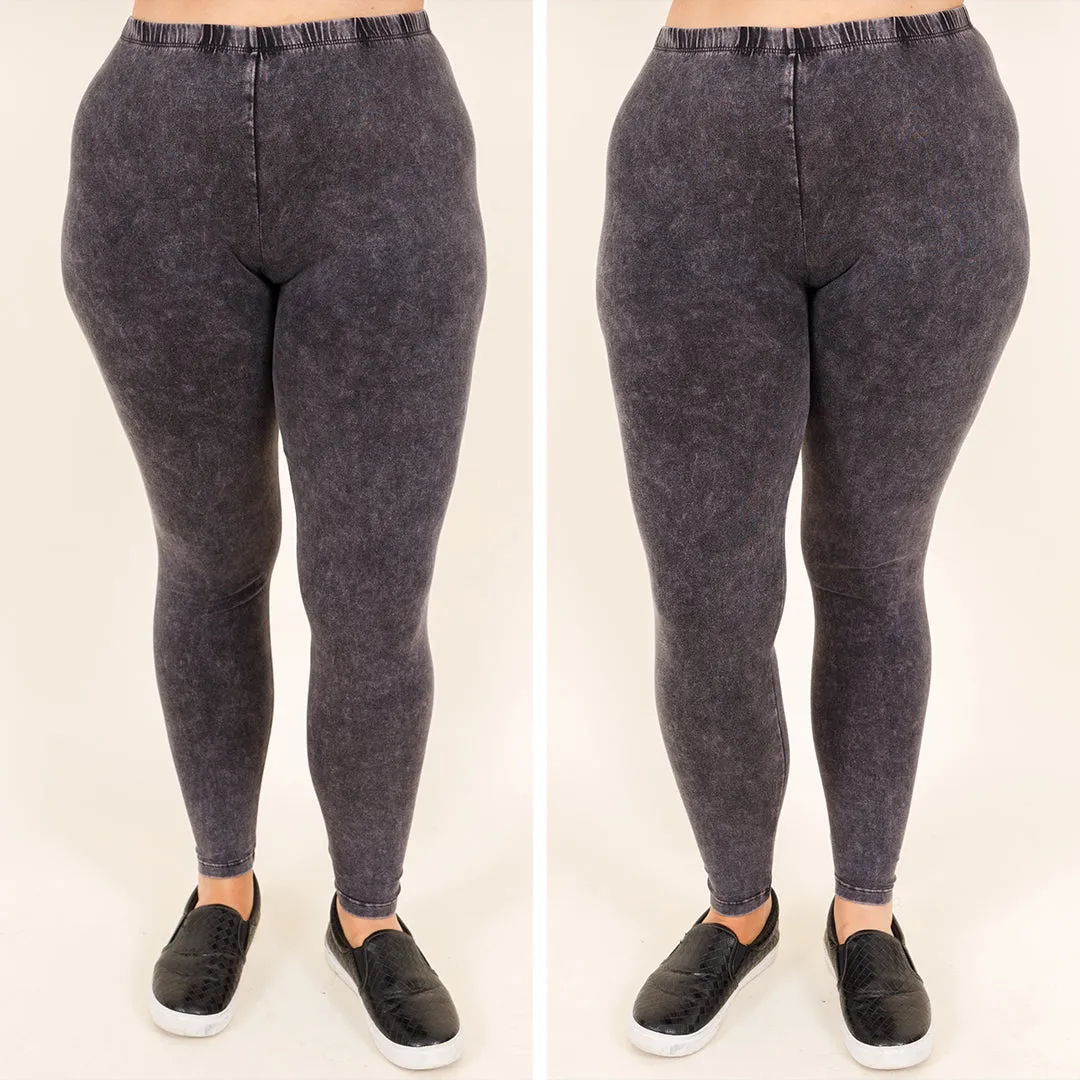 Well Worth It Mineral Wash Leggings, Charcoal