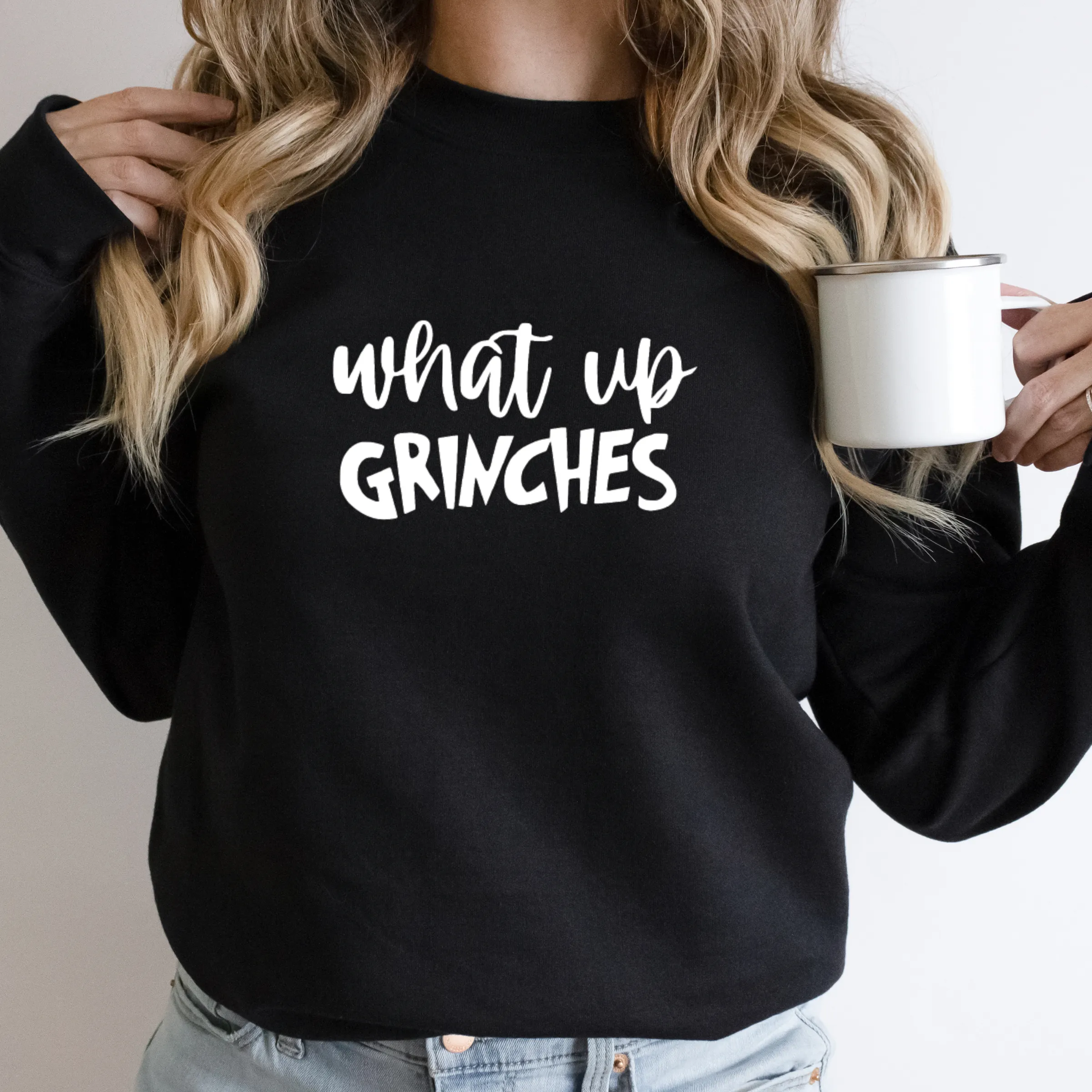 Wholehearted Motherhood and Co. - What Up Grinches Christmas Sweatshirt -  Graphic Tee: Green / Medium