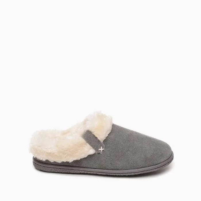 Women's Camp Collar Scuff Slipper - Grey