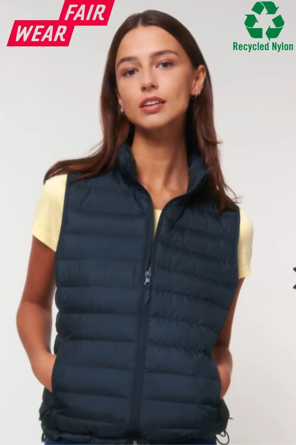 Womens Quilted Bodywarmer Gilet with Embroidered BLACK Logo