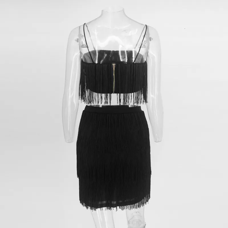 Women's Summer Elastic Two-Piece Dress With Tassels