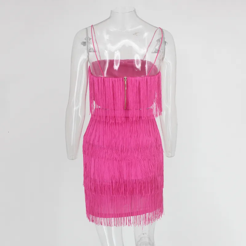 Women's Summer Elastic Two-Piece Dress With Tassels