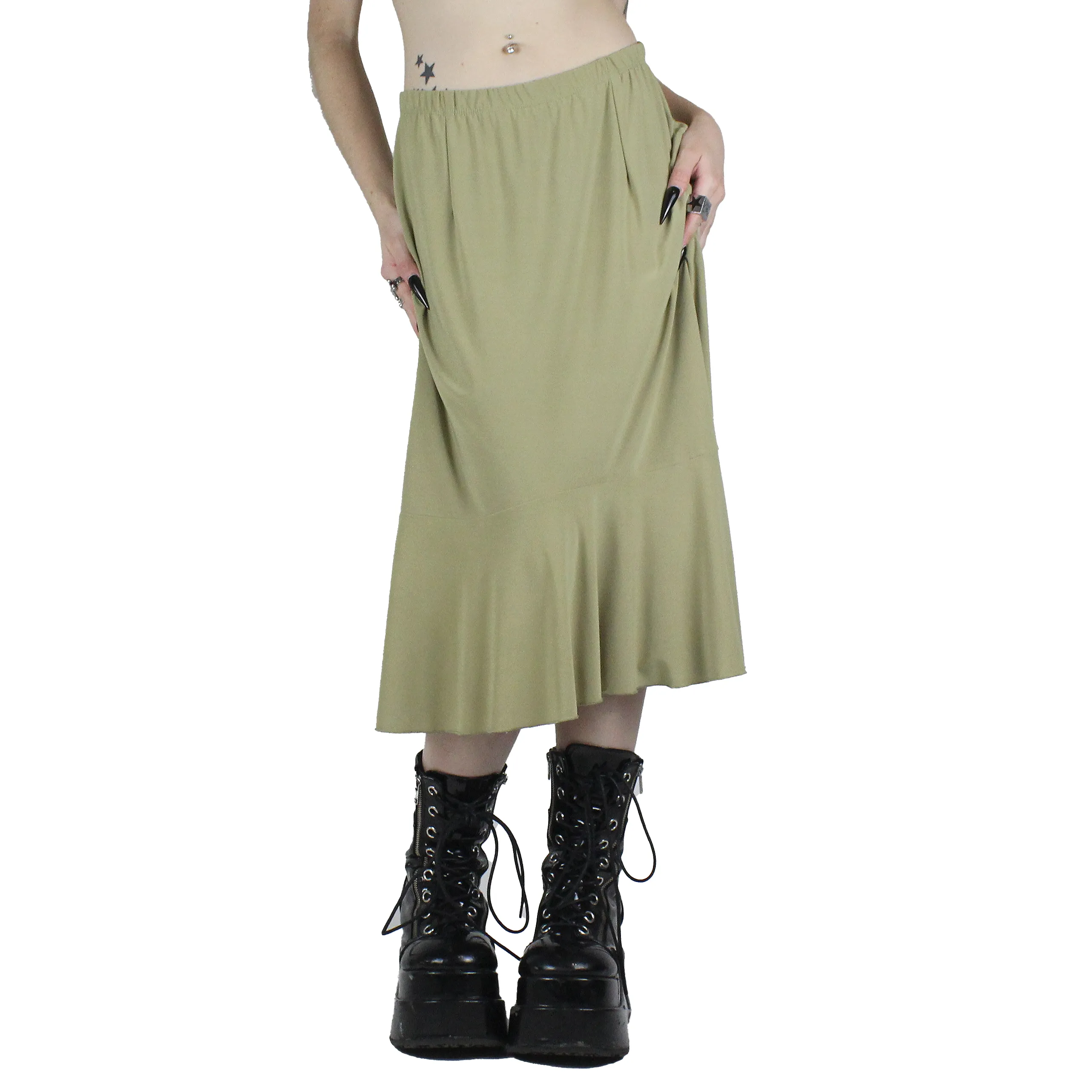 Y2K Sage Midi Skirt (S)