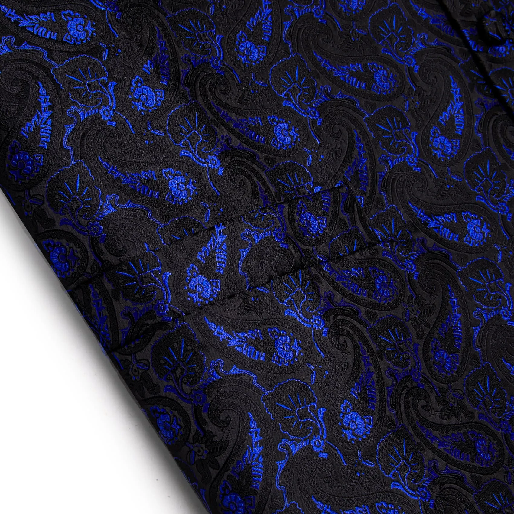 YourTies Royal Blue Waistcoat Paisley Black Sleeveless Vest Tie Set